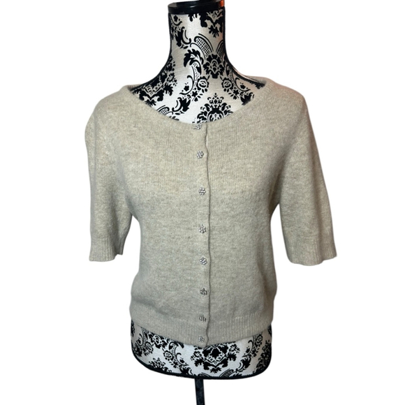 Marina Luna Short Sleeve Sweater Tan - Size Large - Picture 1 of 7